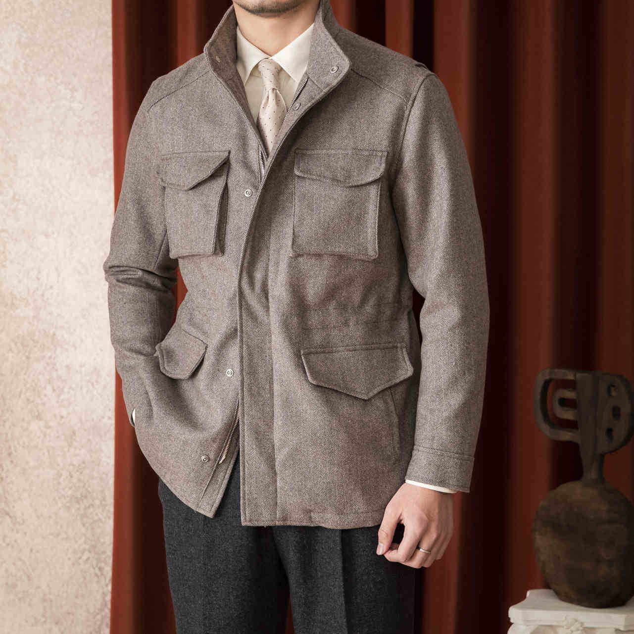 Wool Safari Jacket Jacket Casual Slim Jacket Men