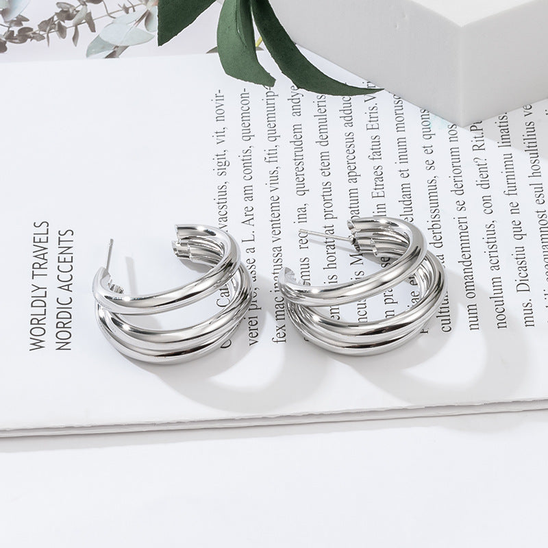 Ouro Grande Argola Brincos Geometria Coreana Metal Brincos De Ouro Paraas