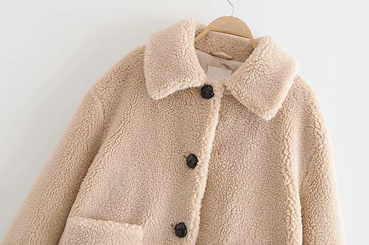 Solid color fleece coat