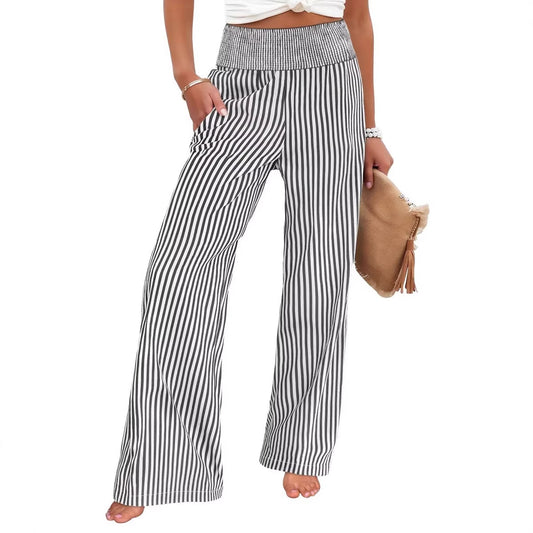 Loose-fit Ruched High-waisted Straight-leg Women's Trousers