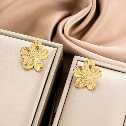 1 Pair Gold Flower Stud Earrings