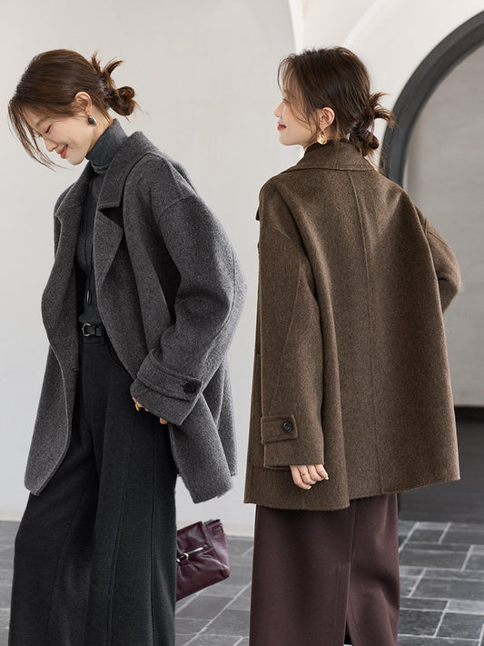 A classic double-faced long wool coat