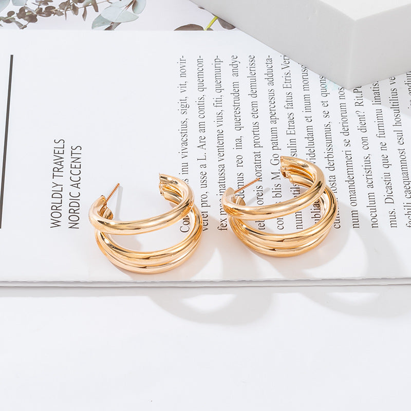 Ouro Grande Argola Brincos Geometria Coreana Metal Brincos De Ouro Paraas