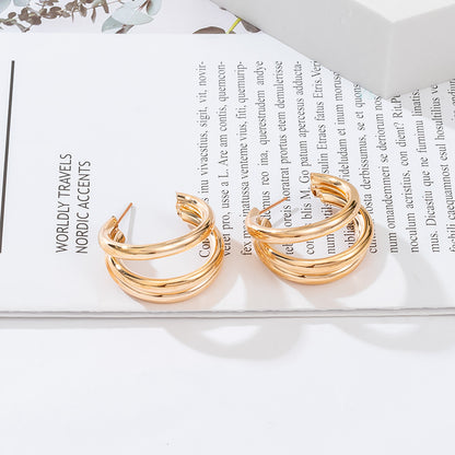 Ouro Grande Argola Brincos Geometria Coreana Metal Brincos De Ouro Paraas