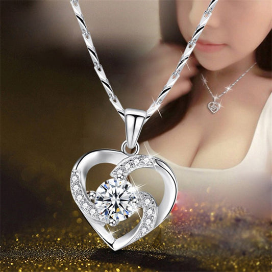 Trendy Gorgeous 3 Colors 925 Silver Necklace Pendant for Women Cubic Zircon Jewelry