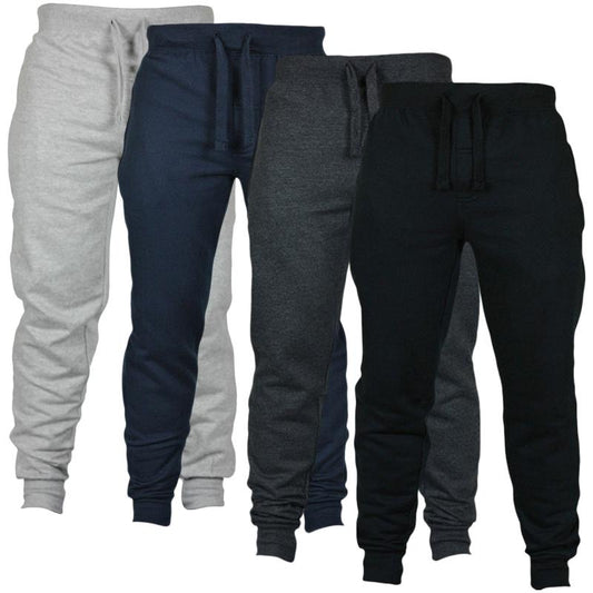Men's Solid Colour Drawstring Fleece Casual Trousers
