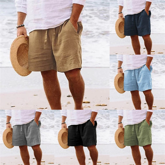 Summer Drawstring Shorts With Pockets Fashion Casual Solid Color Vacations Beach Pants Mens Clothing