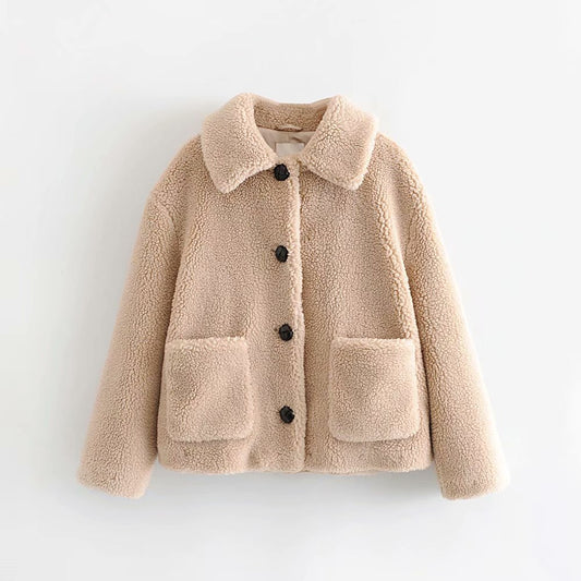 Solid color fleece coat