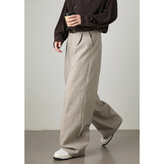 Thickened Wide-leg Pants Old-money Style Straight-leg