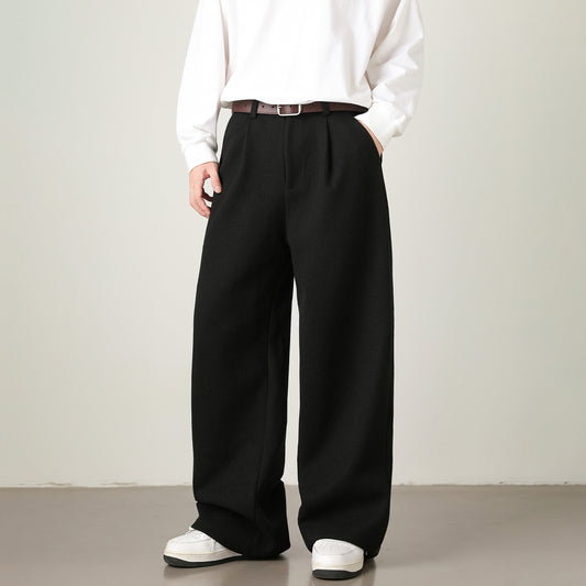 Thickened Wide-leg Pants Old-money Style Straight-leg