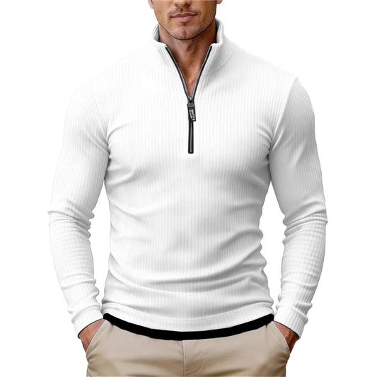 Men's Simple Retro Half-Zip Stand-Up Collar Knit Sweater