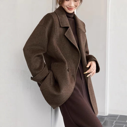 A classic double-faced long wool coat