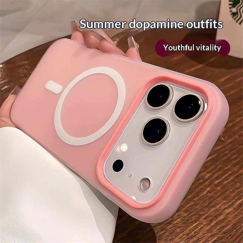 Suitable For 17 Pro Max Phone Case Jelly Magnetic Two-in-one Frosted Simple Drop-proof